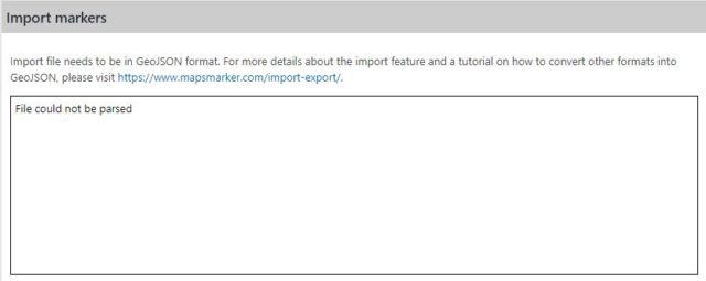 How to use the GeoJSON/CSV import and export feature › Maps Marker Pro