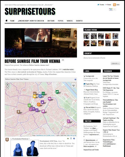 Before Sunrise Film Tour Wenen