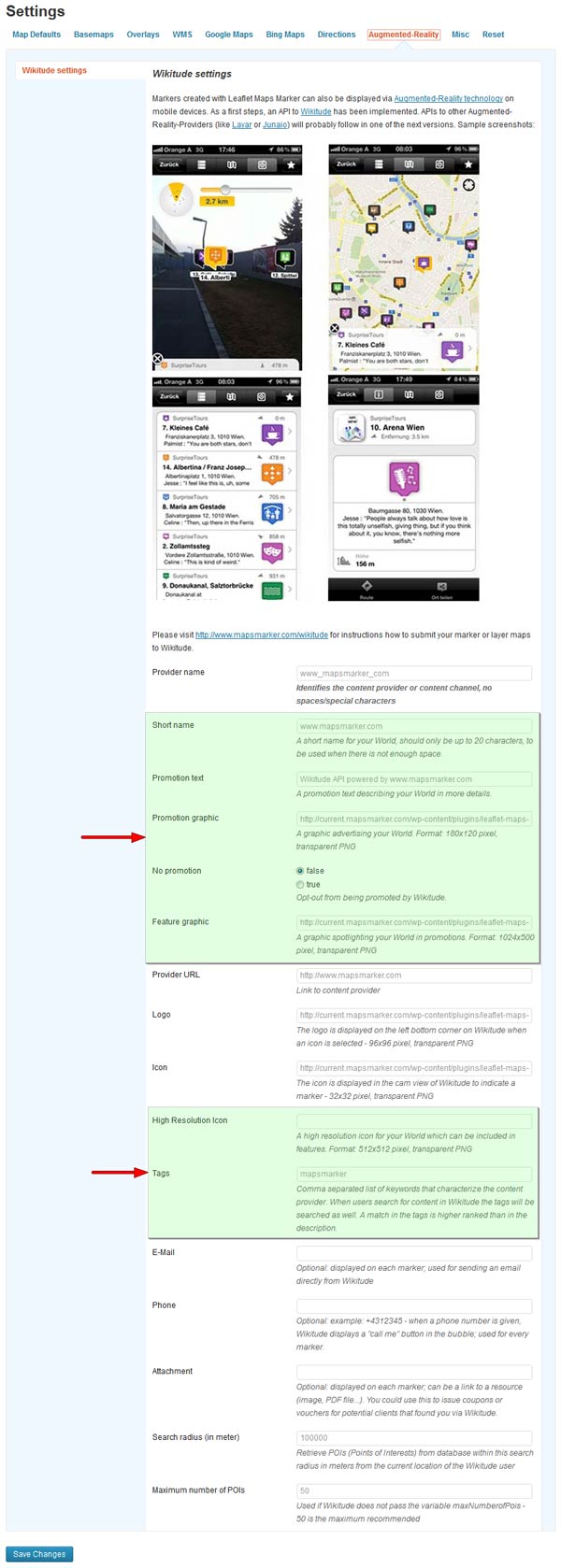 wikitude-settings